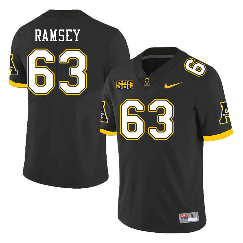 Men #63 Jayden Ramsey Appalachian State Mountaineers College Football Jerseys Stitched Sale-Black